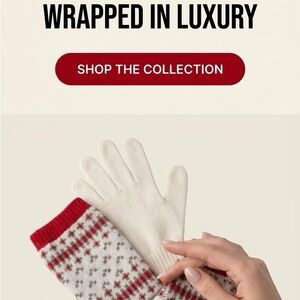 Cozy Winter Knit Gloves - Red and White